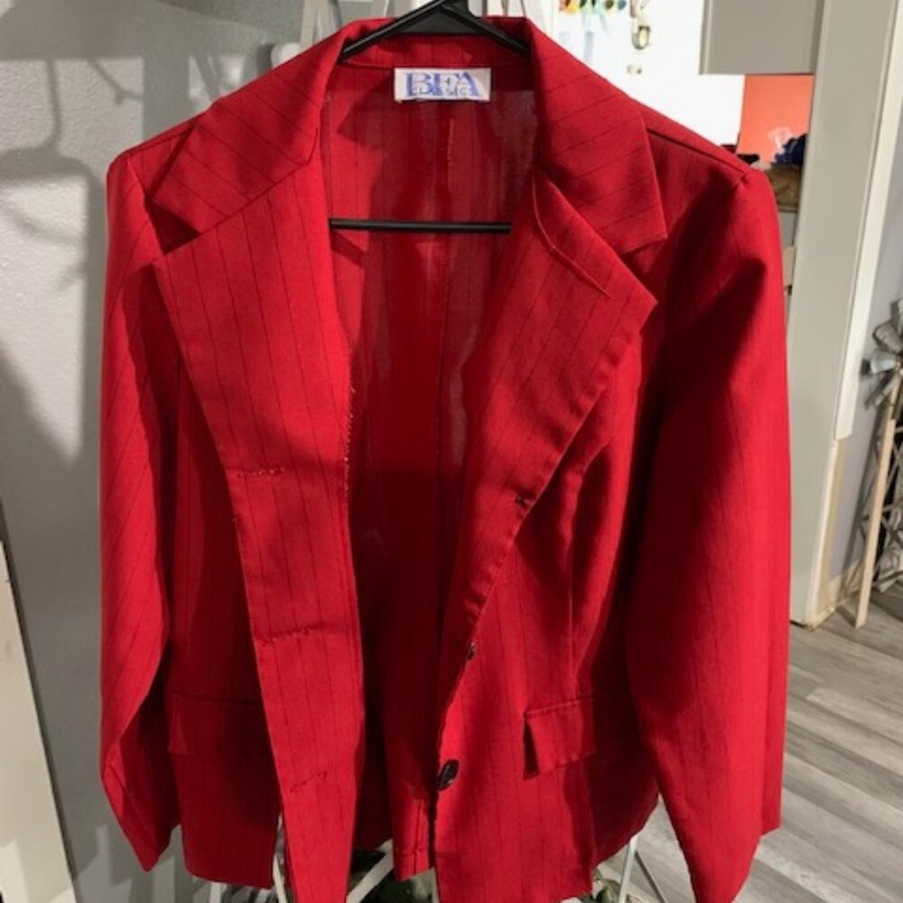 Red and Black Pinstripe Jacket